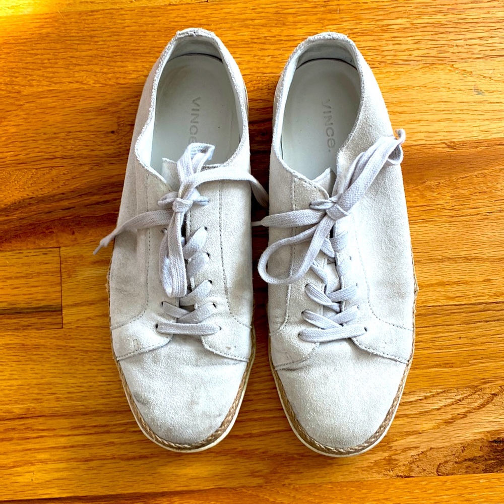 Vince Light Gray Suede Sneakers